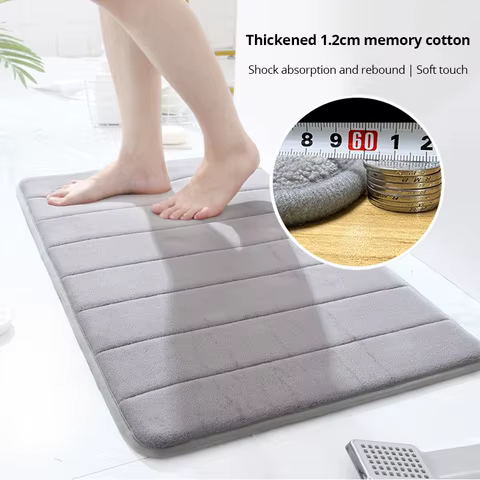 1pc 50*80cm Bathroom Anti-skid Mat, Quick Water Absorption, Dry Machine Washing, Memory Cotton, Toilet Mat, Soft 8 best sales anti slip shower mat - №4