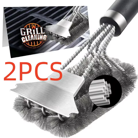 1/2PCS Safe Grill Brush and Scraper with Deluxe Handle Grill Cleaner Brush Stainless Steel Bristle Grill Brush Accessories 6 best sales grill cleaning brush - №5