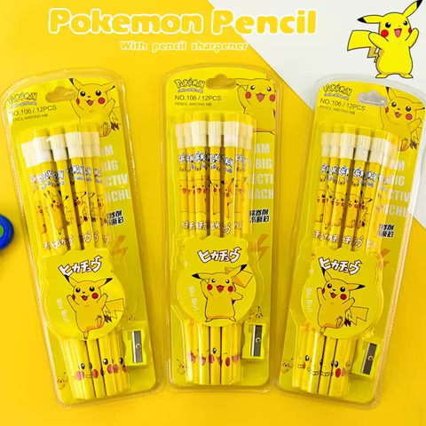 12pcs Anime Pokemon Pikachu Pencil Figure Cartoon Pencil Kawaii Student Stationery Kids Birthday Xmas Gifts 12 best sales spongebob bracelet - №4