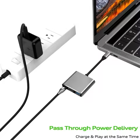 USB C HUB 3in1 Type C 3.0 to HDMI-compatible Docking Station PD Fast Charge 4K HDMI Adapter Splitter For MacBook Phone Computer 8 best sales type c to vga - №4