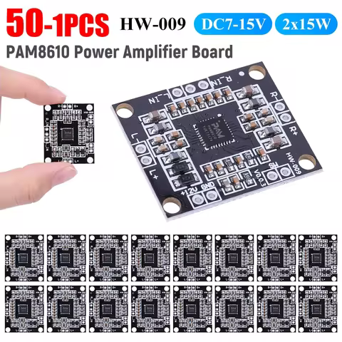 1-50PC PAM8610 Module Digital 2x15W DC7-15V Audio Power Amplifier Board Class D Dual Channel Stereo Voice Sound Amplifier Module 12 best sales bcm94360ng - №7