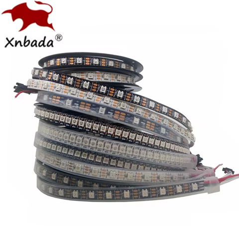 DC5V WS2812B Individually Addressable 5050 RGB Led Strip WS2812 Smart Pixels Led Light Black White PCB Waterproof IP30/65/67 10 best sales t30 dreame - №6