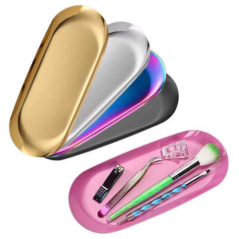 Stainless Steel Cosmetic Storage Tray Nail Art Equipment Plate Doctor Surgical Dental Tray False Nails Dish Tools Storage Tray 10 best sales surgical tray - №4