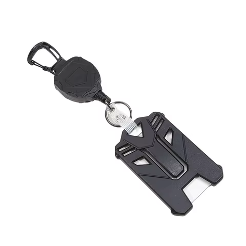 New Badge Holder Carabiner Keychain Tactical ID Holder Retractable Reel Mountaineering Buckle Multiple Tools Accessories 8 best sales id badge reels - №4