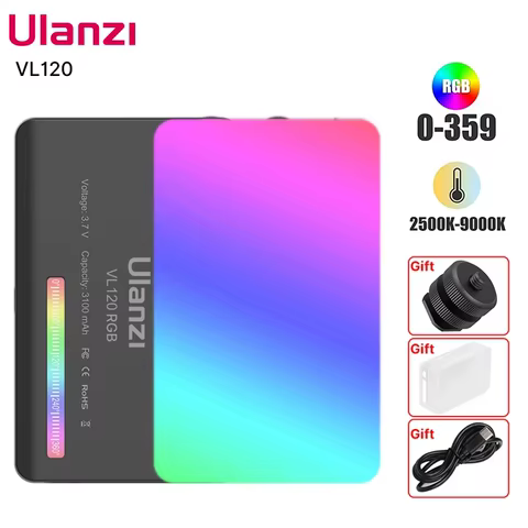 Ulanzi VL120 Full Color RGB Video Light 2500K-9000K LED Photography Lighting Dimmable Camera Light Live Vlog Fill Light 7 best sales yingtai phone - №2