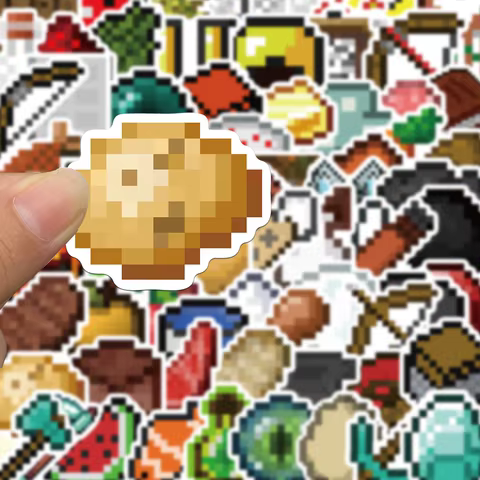 70Pcs Pixels Game Cartoon Stickers Mobile Phone Case Luggage Skateboard DIY Decorative Waterproof Stickers For Kids Toy 12 best sales game sticker - №12