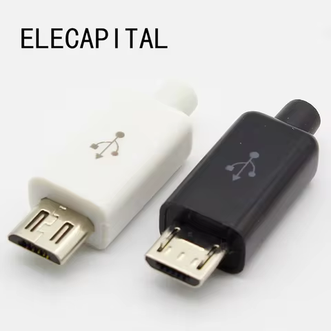 Free shipping 10pcs Micro USB 5PIN Welding Type Male Plug Connectors Charger 5P USB Tail Charging Socket 4 in 1 White Black 10 best sales plug micro usb - №8