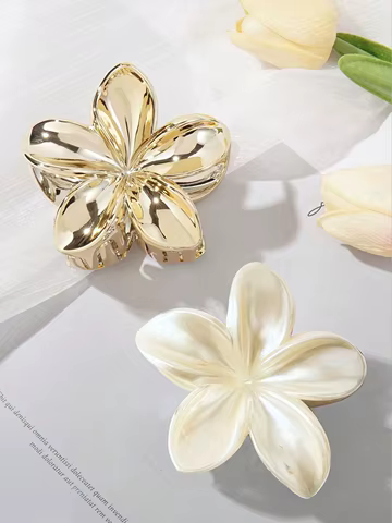 1/2 Pcs Fashion Simple Shiny Egg Flower Hair Claws For Women Girls Party Hair Accessories 10 best sales large flower hair claw clips - №3