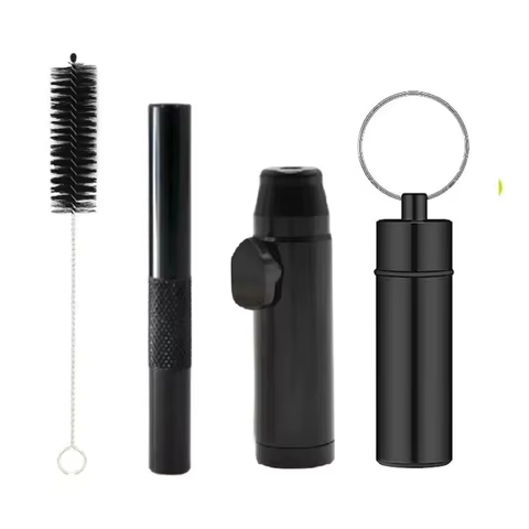 All-in-One Kit Metal Bullet Aluminum Alloy Tube Portable Stash Jar Container Cleaning Brush Storage Jar Metal Stash Aluminum Kit 10 best sales sniff tube - №9