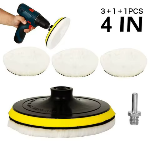 5Pcs 4 Inch Flocking Sanding Disc Hook And Loop Backing Buffing Pads Wool Polishing Wheel For Electric Drill Polisher 6 best sales flock applicator - №1