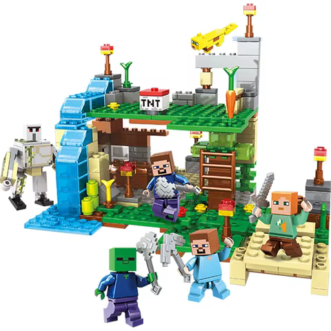 Children's puzzle building block toys, village slides, caves, mines, horse cities, cats, leopards, jungles, Christmas gifts 12 best sales pegasus toy - №6