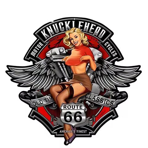 Funny 13cm X12.1cm 3D Sexy Girl Knucklehead Motorcycles RT66 Pin Up Girl Waterproof Car Window Bumper Accessories Car Sticker 10 best sales pinup girl stickers - №4