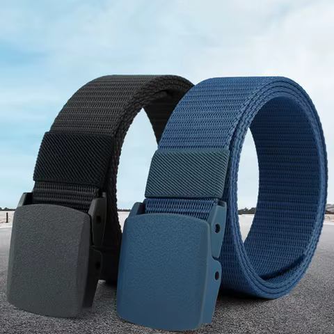 Men Belts Fashion Unisex Jeans Belts Adjustable Belt Men Outdoor Travel Tactical Waist Belt with Plastic Buckle for Pants 120cm 12 best sales flamingo app control smart - №4