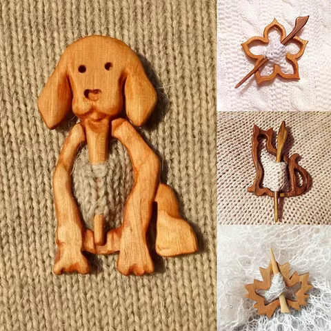 New Animal Wooden Brooch Pin with Animal Pattern Diy Craft Badge Cartoon Funny Shawl Pin Scarf Buckle Clasp Pins 10 best sales wooden brooch - №8