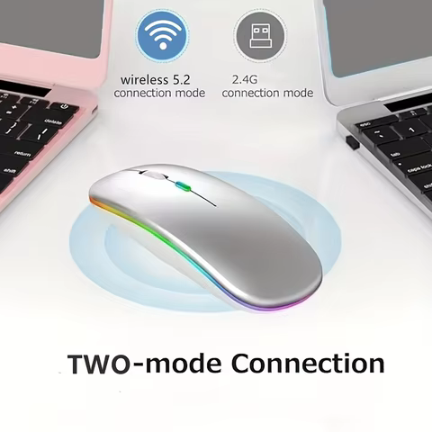 Ultra-Slim Wireless Rechargeable Mouse with LED Lighting, Dual Mode (BT & 2.4G), Compatible with iPad, Laptop, PC, Mac, Windows 12 best sales bluth - №3