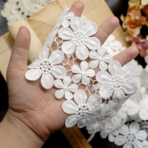 10CM Wide High Quality Exquisite Lace Cotton Embroidery Ribbon Lace Trim Skirt Sewing Accessories Clothing Decorative Materials 10 best sales embroidered trim - №3
