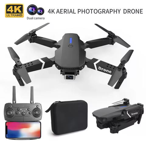 Professional Drone E88 4K Wide-Angle HD 1080P Camera WiFi FPV Height Hold Foldable RC Drone Quadrotor Helicopter Children's Toys 10 best sales fpv drone freestyle - №3