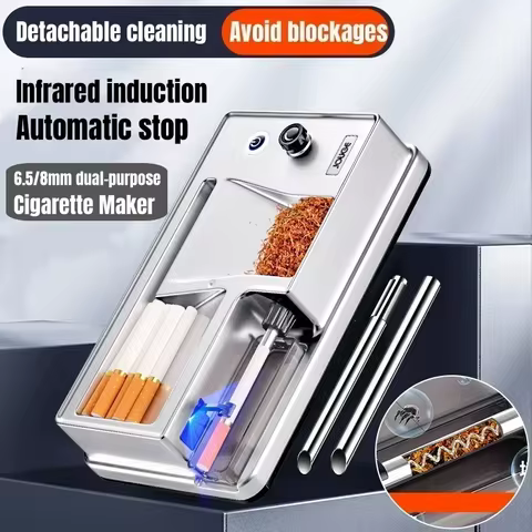 6.5/8mm Infrared Electric Automatic Cigarette Rolling Machine Injector Tobacco Grind Roller Filling Machine Smoking Accessories 6 best sales automatic joint roller - №6