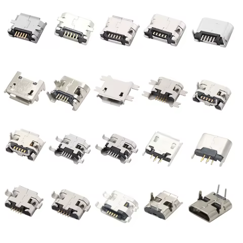 Micro USB 2P 5P Jack Charging Port Plug Dock Charger DIP SMD For Phone Tabletels Speakers etc Port Socket Power Connector 10 best sales plug micro usb - №3