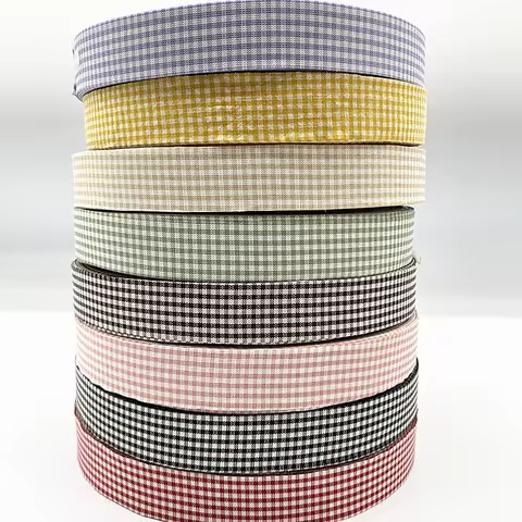 5Yards New 25mm Plaid Cotton Ribbon Wedding Christmas Decoration DIY Sewing Fabric Handmade Bow Ribbon Flower Gift Packaging 10 best sales christmas handmade - №9
