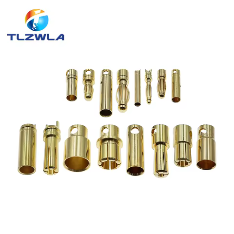 2mm 3mm 3.5mm 4mm 5mm 5.5mm 6mm 8mm RC Battery Gold-plated Bullet Banana Plug High Quality Male Female Bullet Banana Connector 10 best sales banana hifi - №3