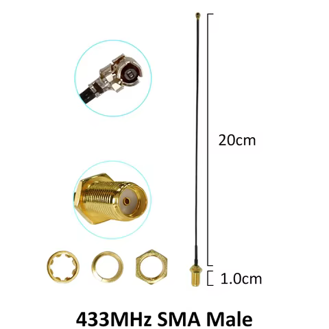 433MHz Antenna LORA LORAWAN 5dbi SMA Male Connector 433 IOT antena waterproof directional antenne 21cm RP-SMA/u.FL Pigtail Cable 8 best sales garmin antenna - №6