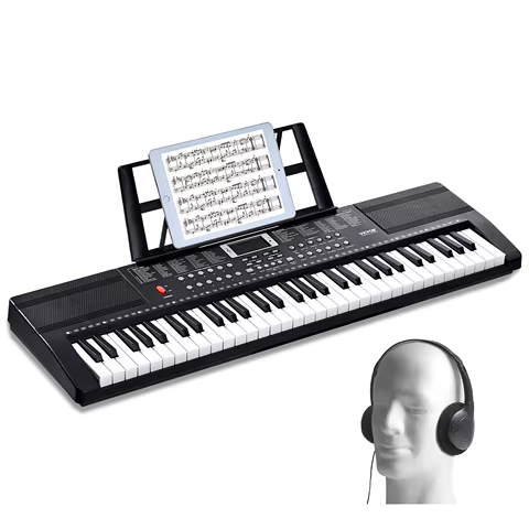 SucceBuy 61 Key Digital Keyboard Piano Electric Portable Piano Keyboard 200Tones 200Rhythms or 600Tones 500 Rhythms for Beginner 10 best sales mini piano keyboard - №2