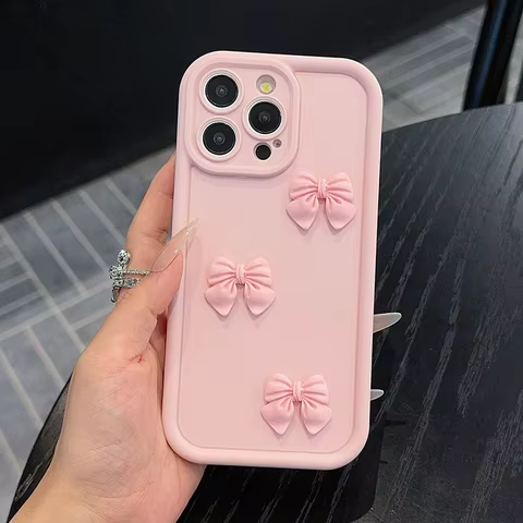 3D Pink Cute Butterfly Silicone Soft Phone Case For iPhone 16 15 14 13 12 11 Pro Max XS XR X 7 8 Plus SE Shockproof Candy Cover 8 best sales pink phone cases - №6