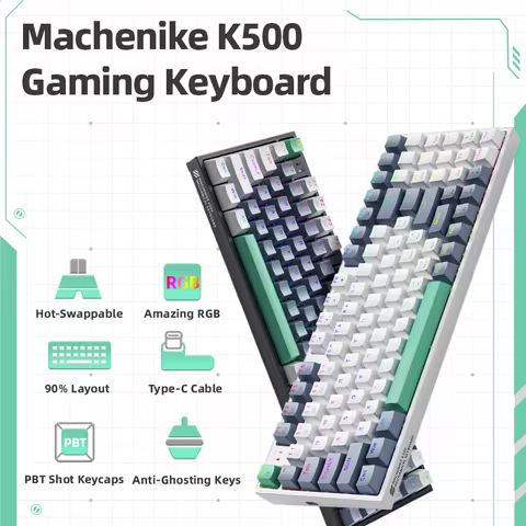 Machenike K500 Mechanical Keyboard Gaming Keyboard Wired Keyboard Hot Swappable 94 Keys RGB Light Mac Windows 10 best sales iso uk keycap - №5