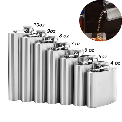 1-10 oz Hip Flask High Quality Wine Whisky Pot Bottle Hip Flasks Drinker Alcohol Bottle Portable Drinkware Stainless Steel 12 best sales alcohol pocket bottle - №11