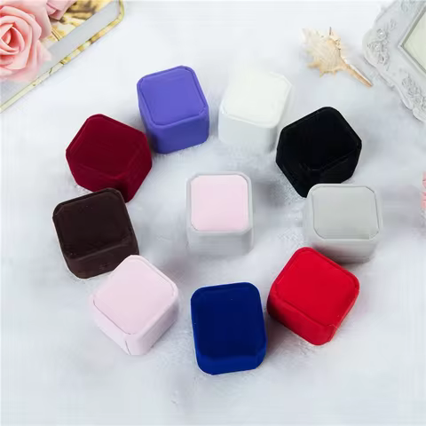 Rounded Flannelette Ring Box Flocking Jewelry Box Ring Stud Badge Storage Box Ring Jewelry Organizer Organizador De Joyas 8 best sales badge organizer - №1
