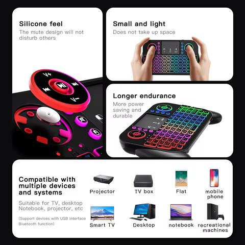 Mini Wireless Keyboard V8 7 Backlit 2.4G Bluetooth Air Mouse Remote Control Touchpad for Android TV Box 12 best sales bluth - №12