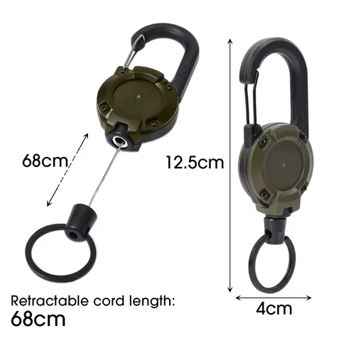 Retractable Heavy Duty Pull Reel Carabiner Key Chains Strong Steel Wire Rope Buckle Spring Key Ring Outdoor Sporty Keychain Tool 10 best sales elastic keychain - №8