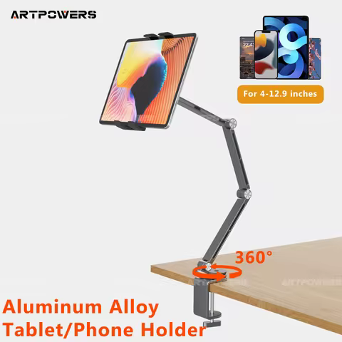 Artpowers Tablet Holder Support for Pad Portable Monitor Holder Phone Stand Laptop Adjustable Rotating Tablet Clip Holder Mount 10 best sales ipad wall mount with power - №8