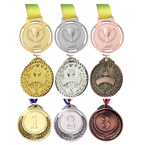 Sport Gold Silver Copper Medal Souvenir with Ribbon Strap Rugby Volleyball Hockey Baseball Basketball Football Competition Prize 10 best sales basketball medal - №10