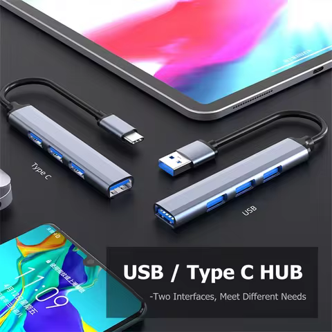 4-Port USB-C Hub 3.0/3.1-Multi-Device Splitter OTG for MacBook/Huawei/Xiaomi/Lenovo & Mor-Plug&Play-Ultra Slim PC Accessory! 6 best sales lenovo keyboard - №5