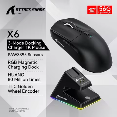 Attack Shark X6 Wireless Ergonomic Gaming Mouse Adjustable DPI Wired 2.4G/Bluetooth High Precision Rechargeable Mice 12 best sales sony rx0 - №1