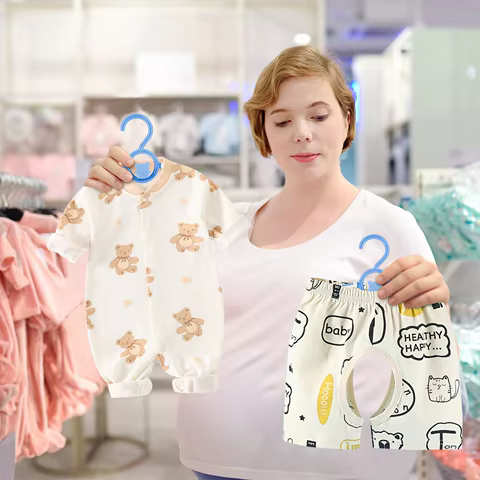 Non-slip Baby Clothes Hanger Adjustable Storage Hangers Plastic Multi-Functional Clothes Hanger, Clothing Store,Family 6 best sales hangers baby - №5