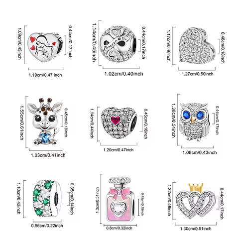 925 Sterling Silver Pendants Zircon Red Love Heart Charms Beads Fit Original Pan Bracelet Bangles DIY Fine Jewelry For Women 12 best sales bullet charm - №5