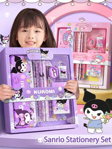 Sanrio Kuromi Melody Cinnamoroll Stationery Gift Box Girls Primary School 12-Piece School Supplies for Children Kawaii New Hot 8 best sales hello kitty stationery set - №7