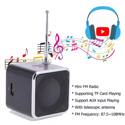 FM portable mini Bluetooth speaker with screen microphone MP3 player speaker card 8 best sales fm mike - №8