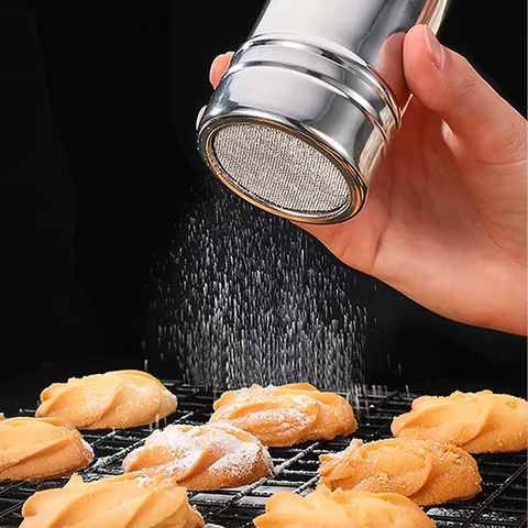 1pc-Silver stainless steel mesh tube type dusters dusting salt shaker spice jar Salt Sugar Pepper Shaker Box Cocoa Icing Powder 6 best sales spice - №1