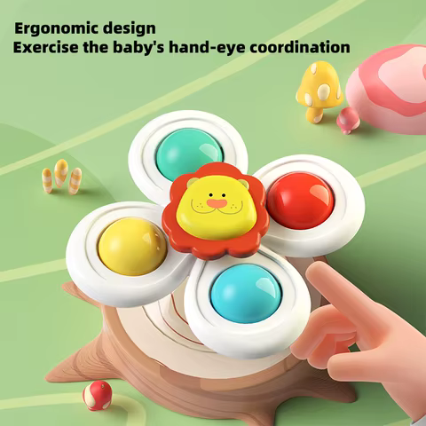 3PC Set Suction Cup Spinning Cartoon Animal Spinner Toys For Kids Window High Chair Tray Bath Table Travel for Children Gift 8 best sales bath doll - №1