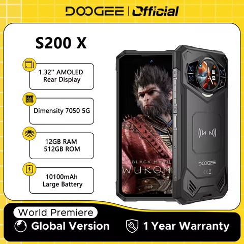 World Premiere DOOGEE S200 X 5G Rugged Phone 12+512GB Smartphone 6.72” FHD+120Hz IPS screen Dimensity 7050 10100mAh battery 33W 8 best sales black berry smartphone - №4