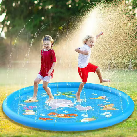 100/170cm Kids Outdoor Funny Toys Children Inflatable Round Water Splash Play Pools Playing Sprinkler Mat Yard Water Spray Pad 8 best sales small pool - №2