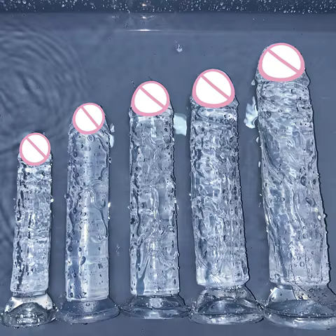 Cheap 5 Colors Small Transparent Dildo Suction Cup Jelly Dick Women Erotic Anal Sex Toys Soft Clitori Vaginal Masturbators Penis 12 best sales 1 m dildo - №8