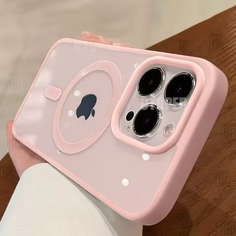 New Pink Transparent Acrylic Case for iPhone 16 15 14 13 12 11 Pro Max 16 Plus Hard Shockproof Powerful Magnetic Magsafe Cover 8 best sales pink phone cases - №3