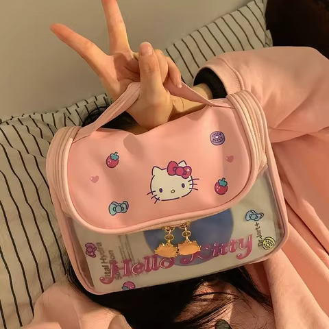 Sanrio Kawaii Hello Kitty Zipper Makeup Bag Black Beauty Cinnamon Roll Large Capacity Waterproof portable Millennium Girls Wash 12 best sales sanrio ipad case - №5