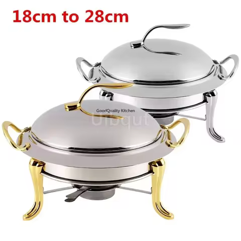 stainless steel alcohol pot dry gold small hotpot restaurant hotel commercial household shabu fry pot wedding chafing dish 10 best sales hot pot stainless steel - №10