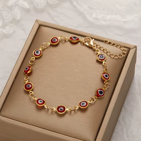 Lucky Turkey Evil Eye Bracelet For Women Men Colorful Red Blue Eye Adjustable Metal Chain Bangles Good Luck Wealth Jewelry Gifts 8 best sales earthy jewelry - №3